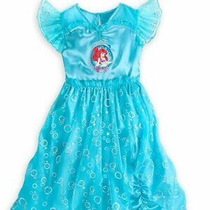 Disney Girl Princess Ariel Little Mermaid Silky Nightgown Dress Teal Costume NEW